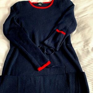 Navy Blue Dress with Red Trim
